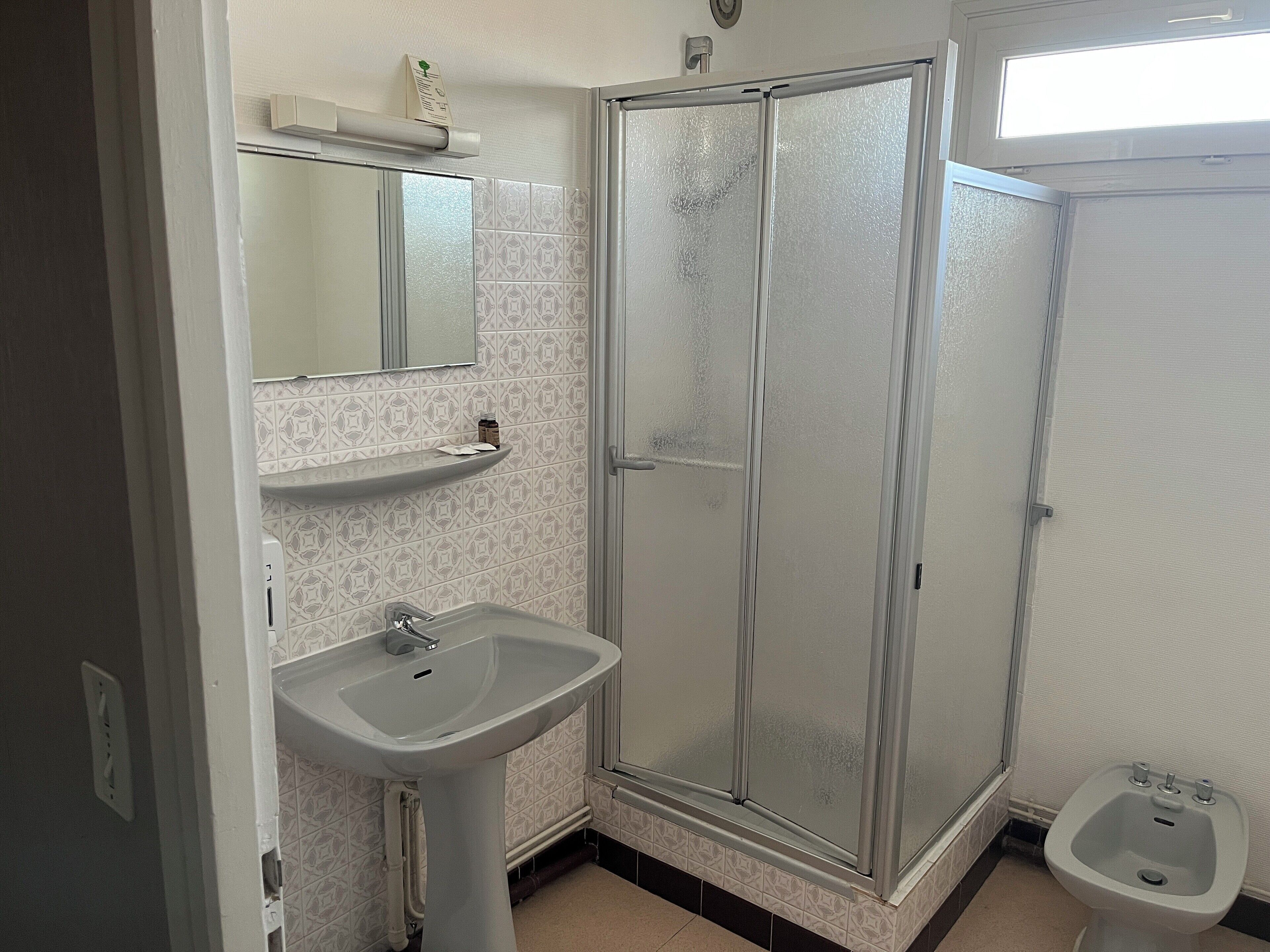 twin room, 2 single beds | bathroom | hair dryer, towels