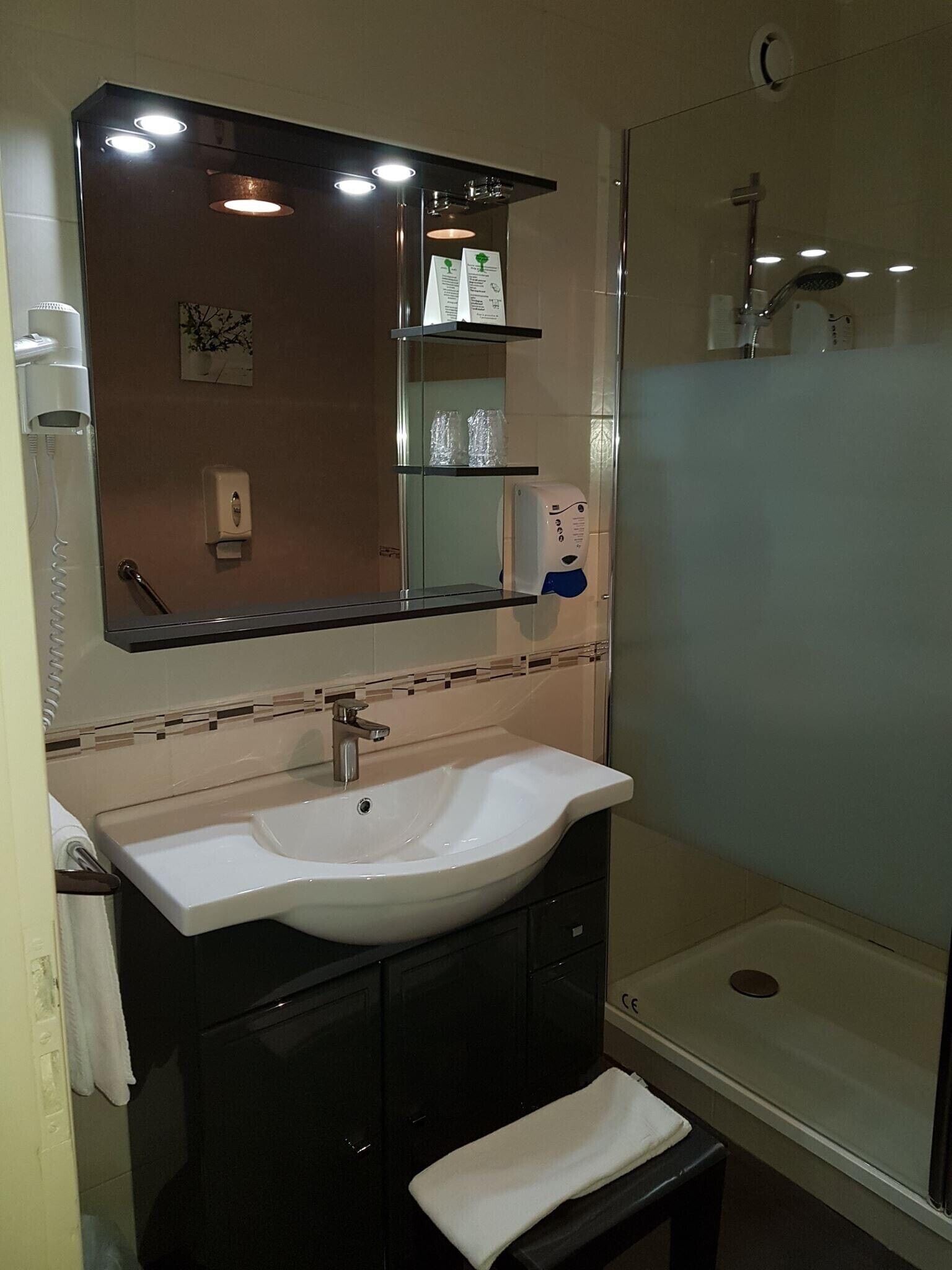 double room, 1 queen bed | bathroom | hair dryer, towels