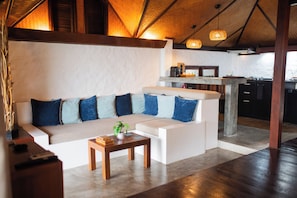 Luxury Villa, 1 King Bed, Private Pool, Sea View | Living area | Flat-screen TV