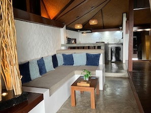 Luxury Villa, 1 King Bed, Private Pool, Sea View | Living area | Flat-screen TV