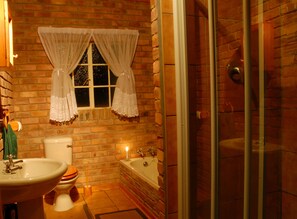 Separate tub and shower, spring water tub, rainfall showerhead - Thaba Tsweni Lodge and Safaris (Graskop)