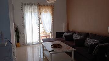 32-inch flat-screen TV with satellite channels, TV