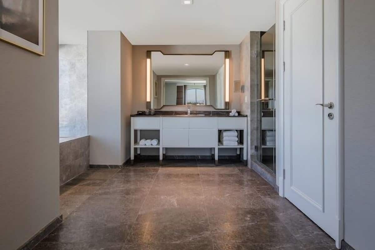 executive suite, 1 king bed with sofa bed, non smoking | bathroom | shower, rainfall showerhead, free toiletries, hair dryer