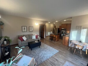 Smart TV, DVD player, books, video library