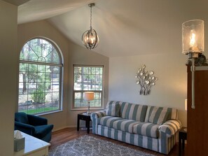 Smart TV, fireplace, video games, DVD player