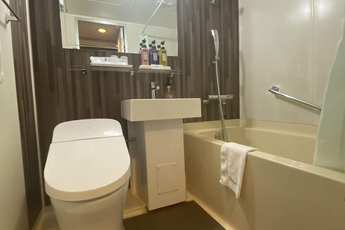 standard twin room(check-in at hotel gotemba kogen hotel) | bathroom | combined shower/bathtub, free toiletries, hair dryer, slippers