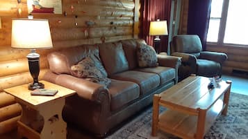 TV, peis, bøker og musikkbibliotek