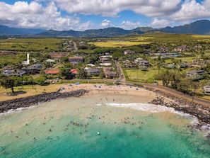 On the beach, sun-loungers, beach towels - A/C Oceanfront View Of Poipu Beach. (Poipu)