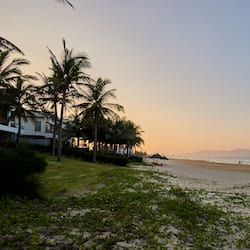 Private beach, white sand, sun loungers, beach umbrellas
