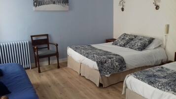 Desk, free WiFi, bed sheets