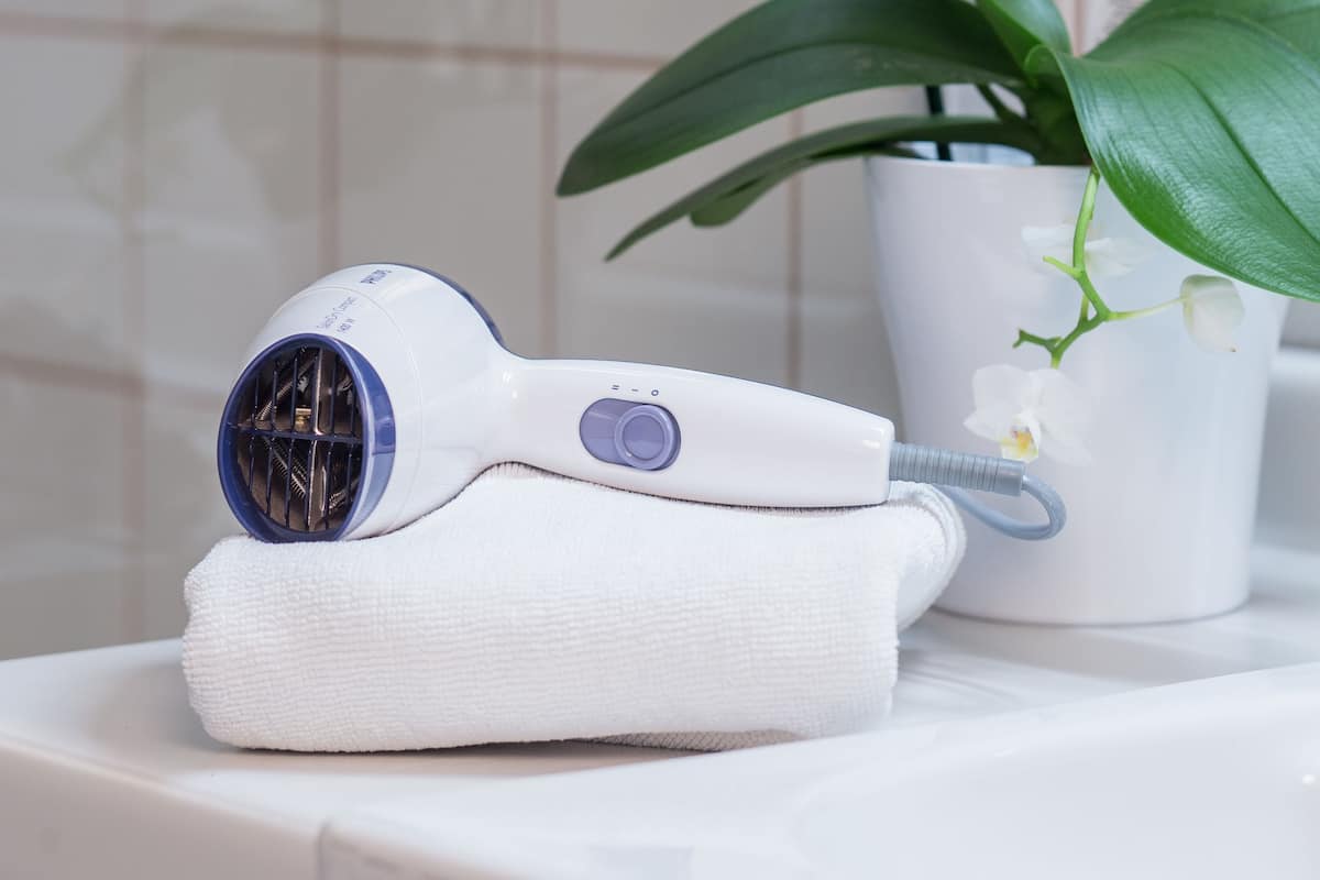 free toiletries, hair dryer, towels