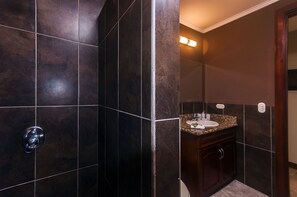 Deluxe Apartment, 2 Bedrooms, 2 Bathrooms, Ground Floor | Bathroom | Shower, rainfall showerhead, free toiletries, towels