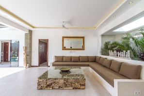 Family Villa, 3 Bedrooms, Non Smoking, Pool View | Living area | Flat-screen TV