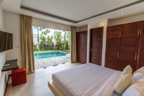 Villa Familiale, 3 chambres, non-fumeurs, vue piscine | Vue de la chambre