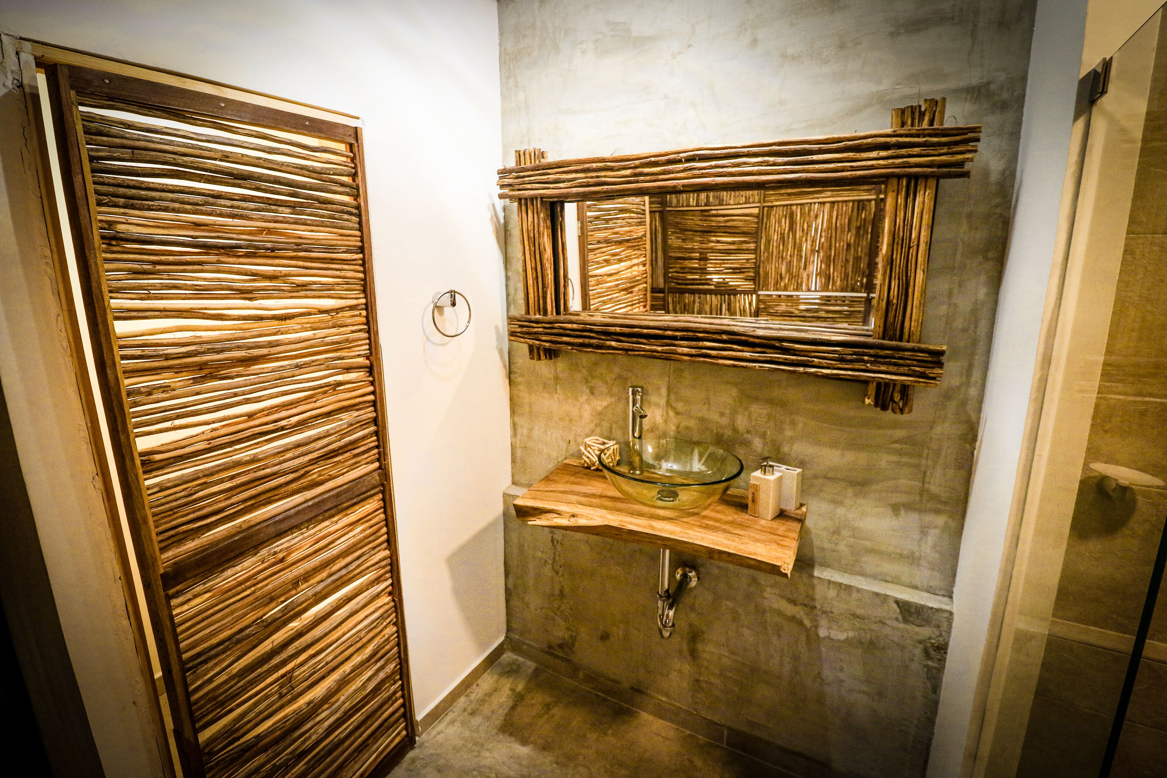 shower, rainfall showerhead, eco-friendly toiletries, towels