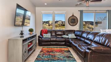 House, Multiple Beds, Mountain View (Fairway Oasis) | Living area | Flat-screen TV, DVD player