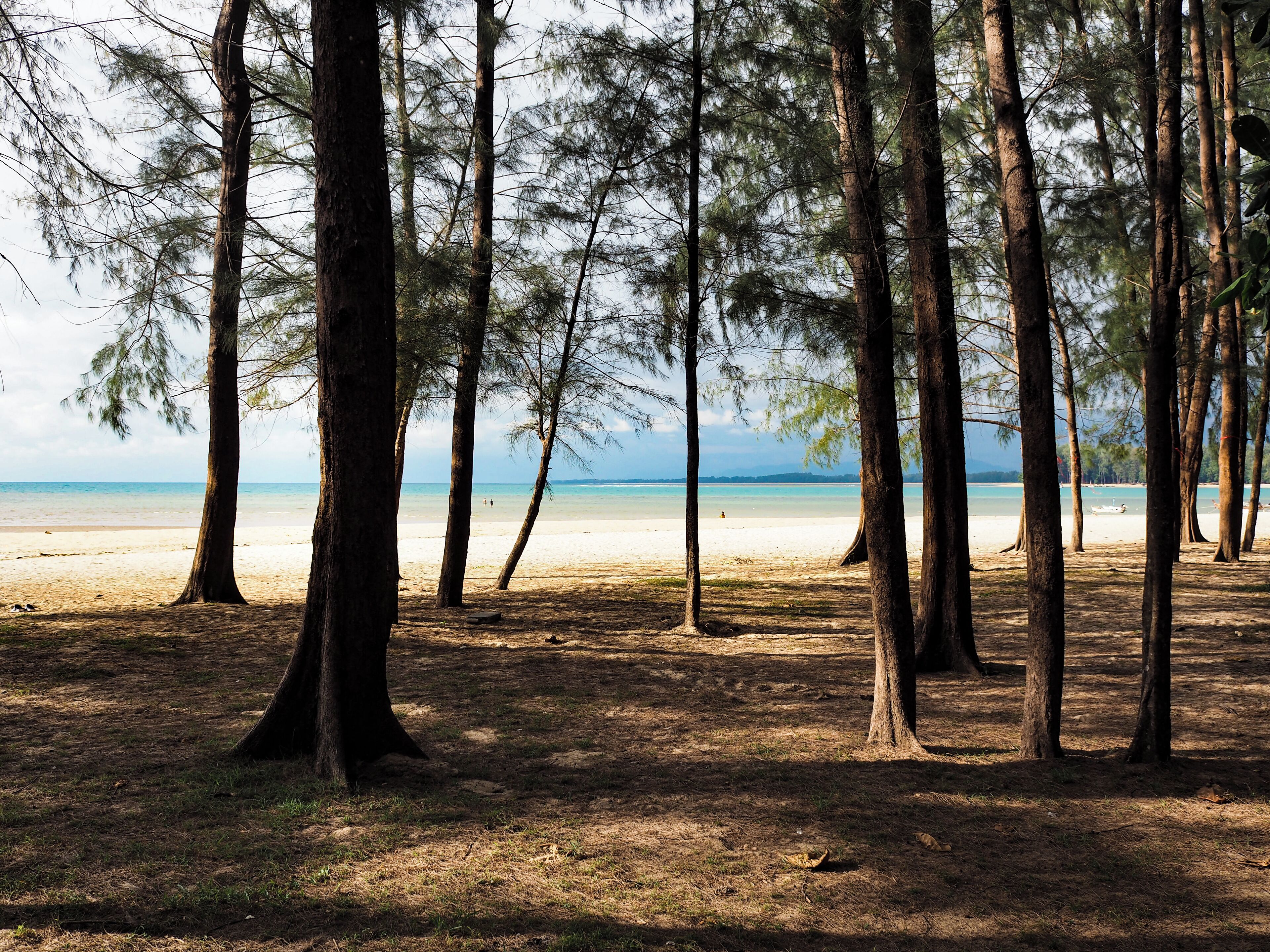 On the beach, white sand