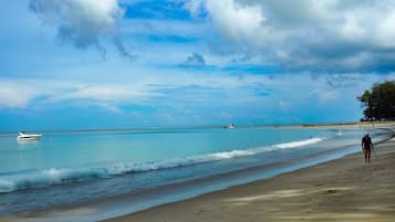 On the beach, white sand