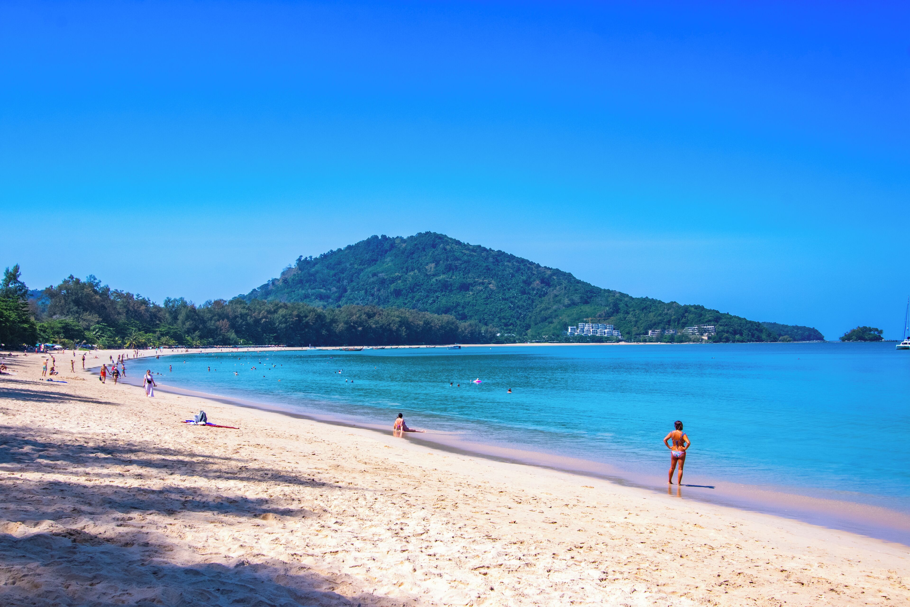 On the beach, white sand