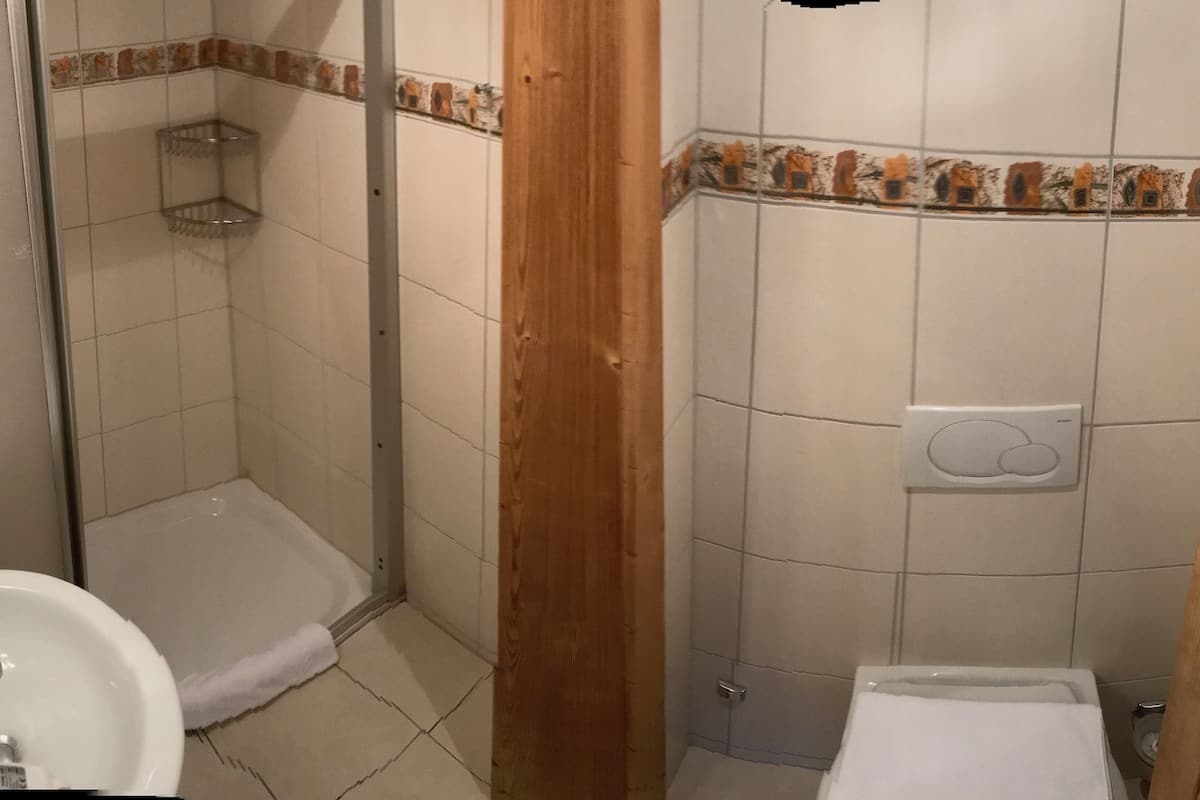 double room | bathroom | shower, free toiletries, towels