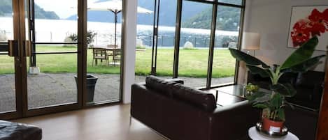 28-inch flat-screen TV with premium channels, TV