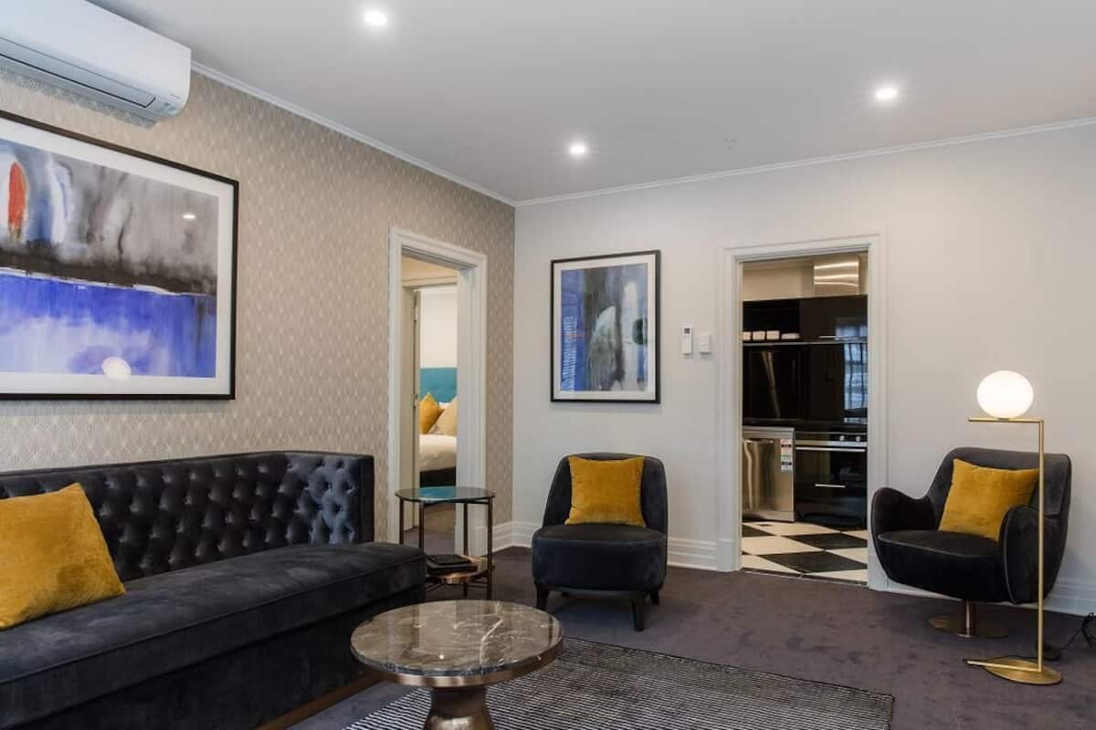 Deluxe Apartment, 2 Bedrooms | Living area | LED TV
