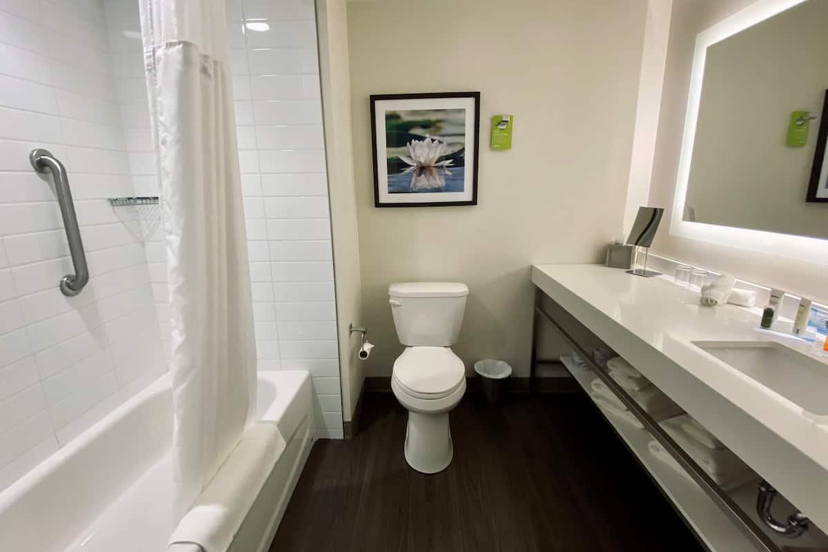 free toiletries, hair dryer, towels