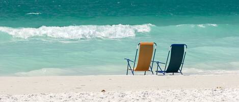 Sun-loungers, beach towels