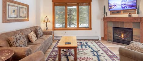 Smart TV, fireplace, table football, video library