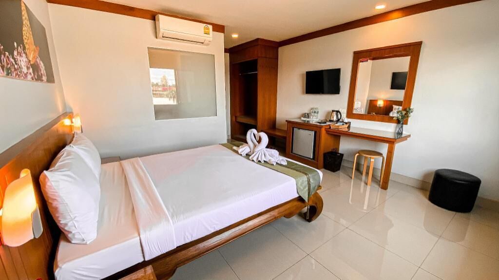 Desk, laptop workspace, blackout drapes, soundproofing