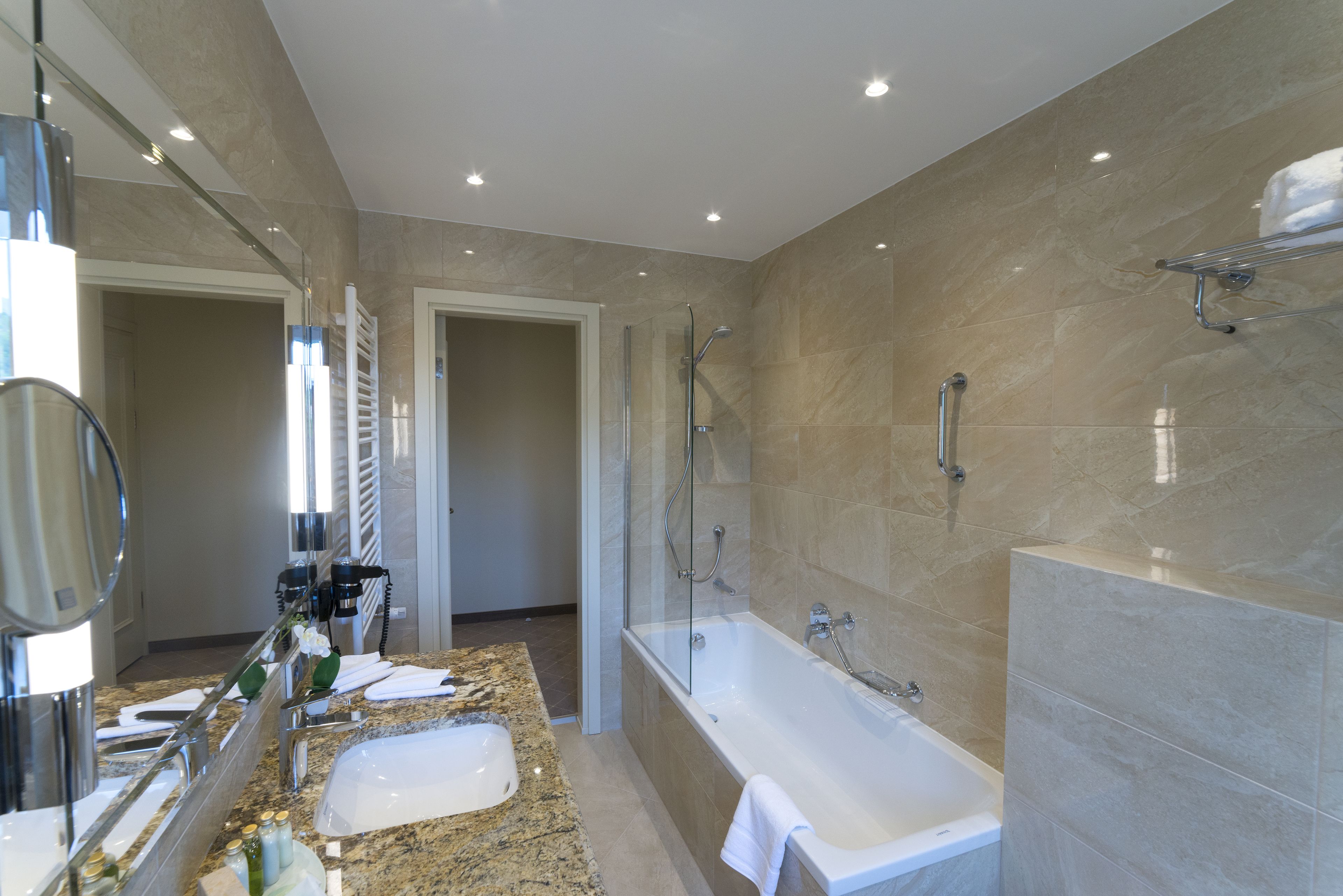 free toiletries, hair dryer, bathrobes, slippers