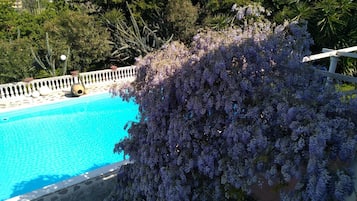 Piscina all'aperto, lettini