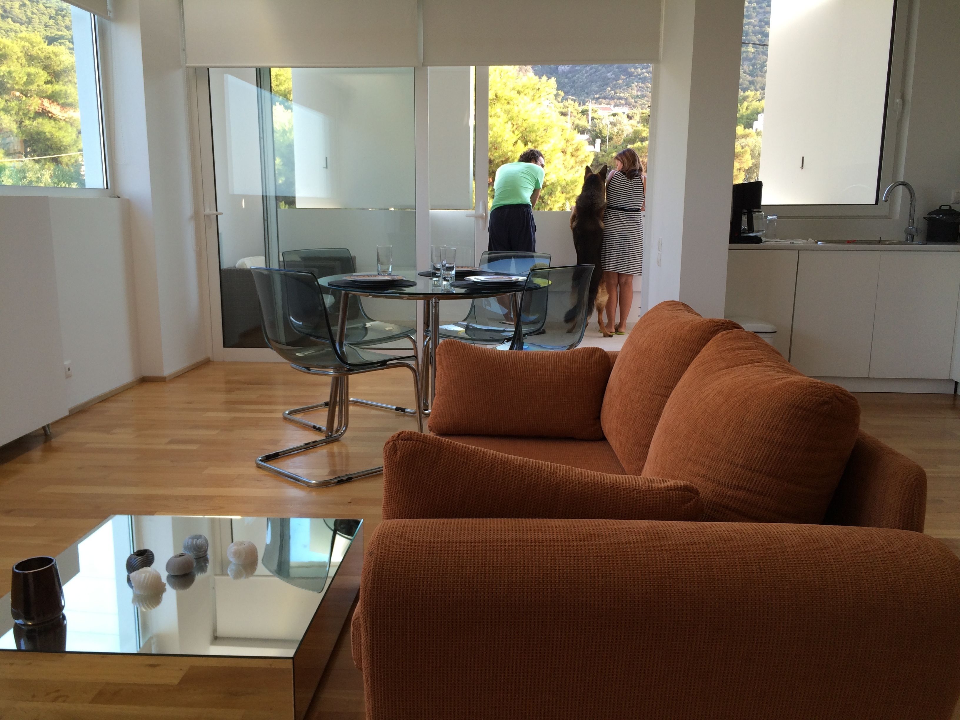 deluxe apartment, partial sea view | living area | flat-screen tv