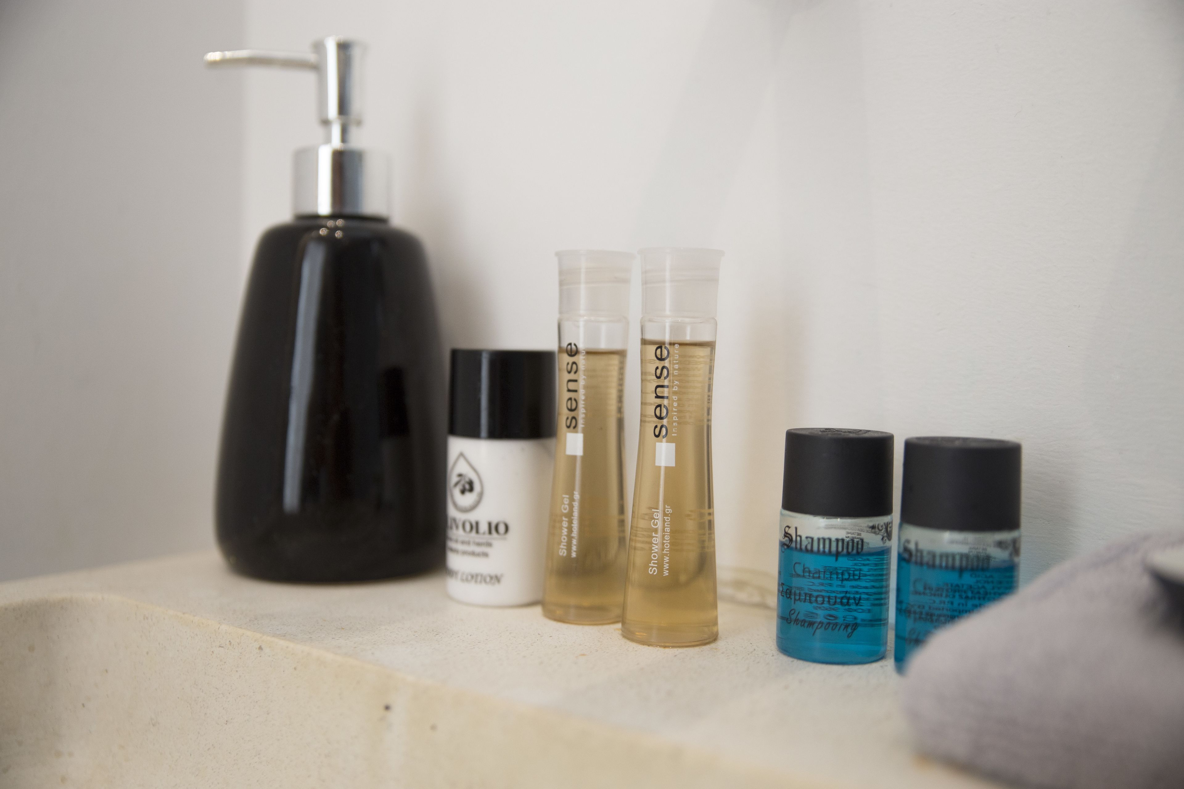 free toiletries, slippers, towels