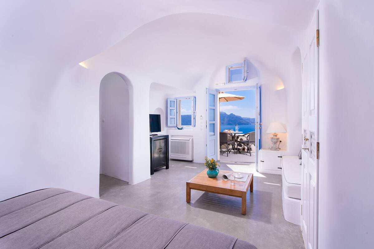 mentha cave suite with caldera view & hot tub | view from room