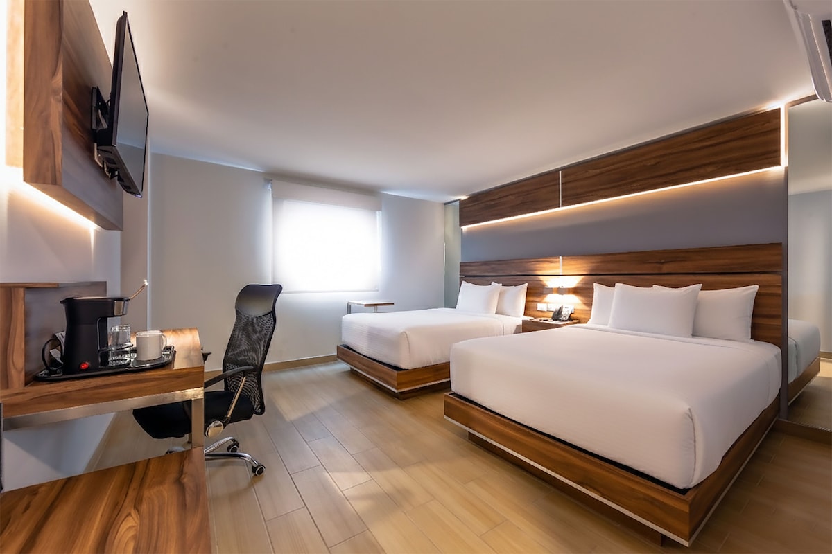 Standard Room, 2 Double Beds, Non Smoking | Premium bedding, in-room safe, desk, soundproofing
