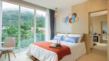 Free minibar, in-room safe, individually decorated, desk