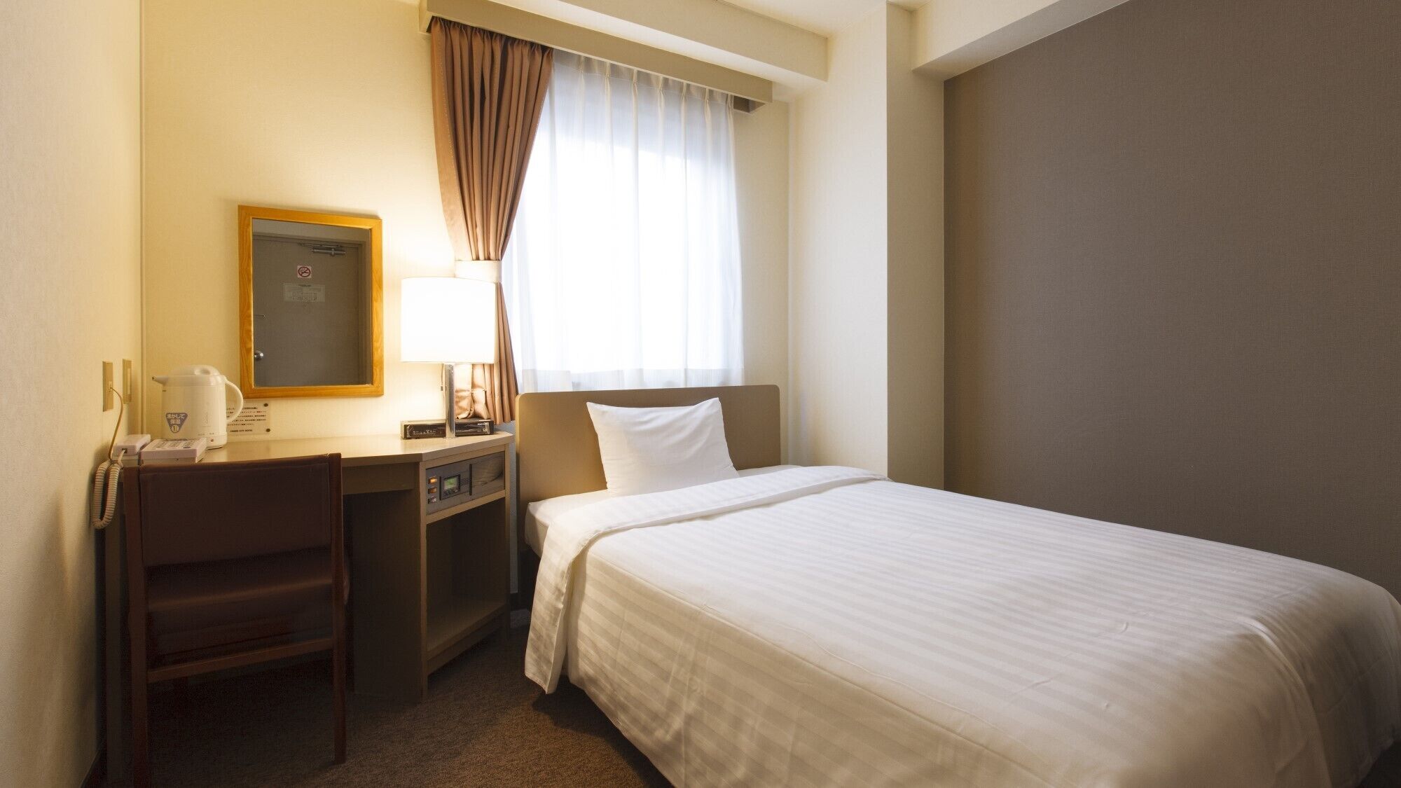 Desk, free WiFi, bed sheets