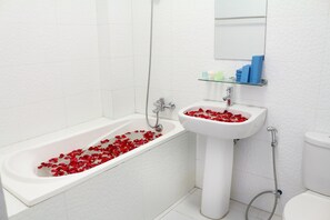 Free toiletries, hair dryer, slippers, towels