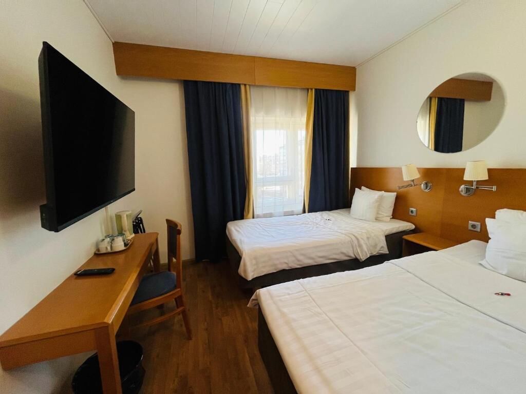 Desk, blackout curtains, iron/ironing board, free WiFi