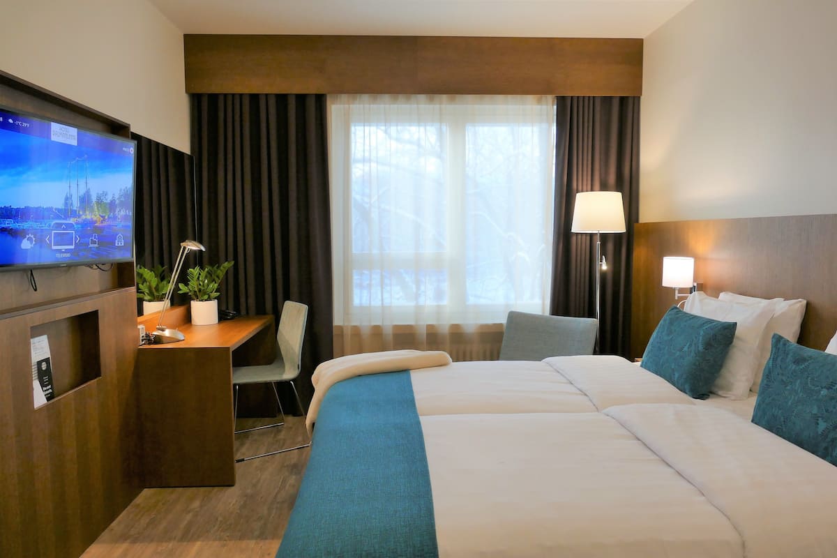 desk, blackout curtains, iron/ironing board, free wifi