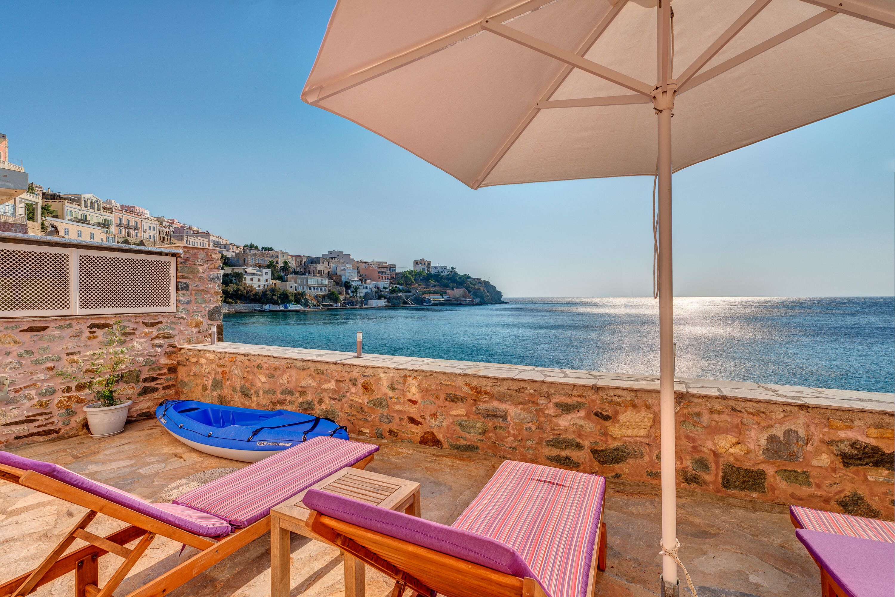 private beach, beach towels