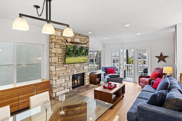 TV, fireplace, DVD player, offices