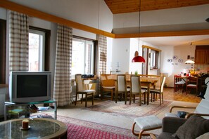 Televisor, llar de foc, reproductor de DVD i estèreo