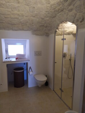 Regadera, secadora de cabello, bidet, toallas 