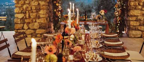 Outdoor banquet area