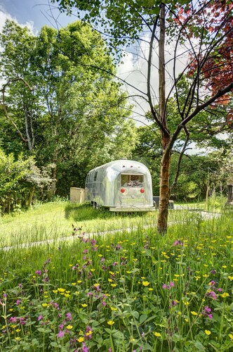 Glamping 1967 Retro American Airstream with Farm Animals