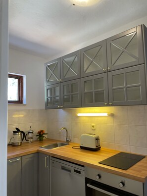 Fridge, oven, stovetop, dishwasher