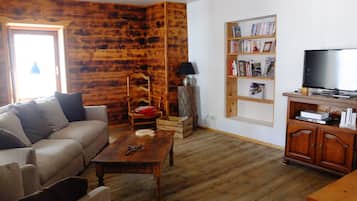 Smart TV, fireplace, video games, DVD player