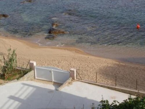 House feet in water, comfort and relaxation, sandy beach in front of house